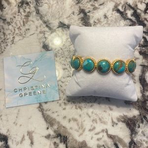 Turquoise and gold cuff